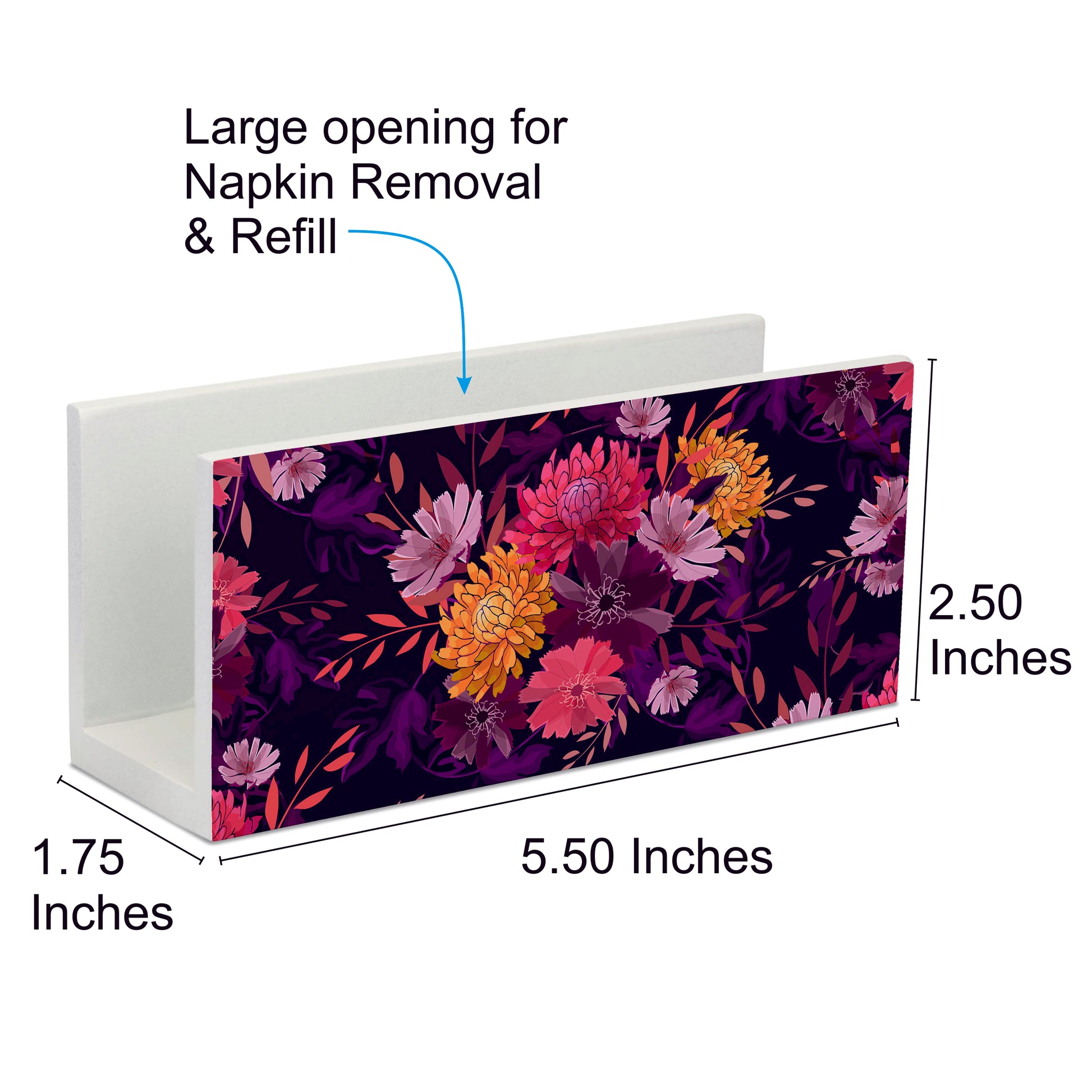 Autumn Garden Tissue Stand 1.5" x 5.5" x 2.5" - Dimension Image