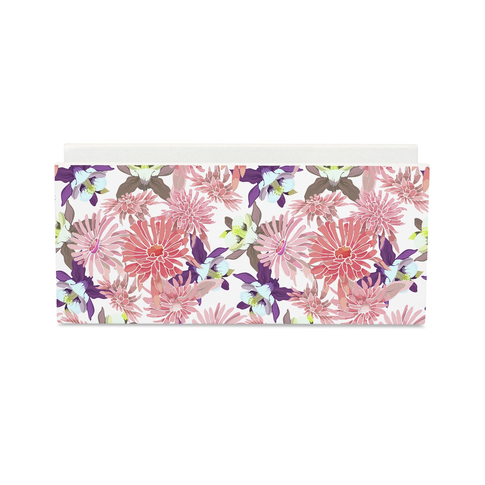 Pink Asters Tissue Stand 1.5" x 5.5" x 2.5" - Main Image