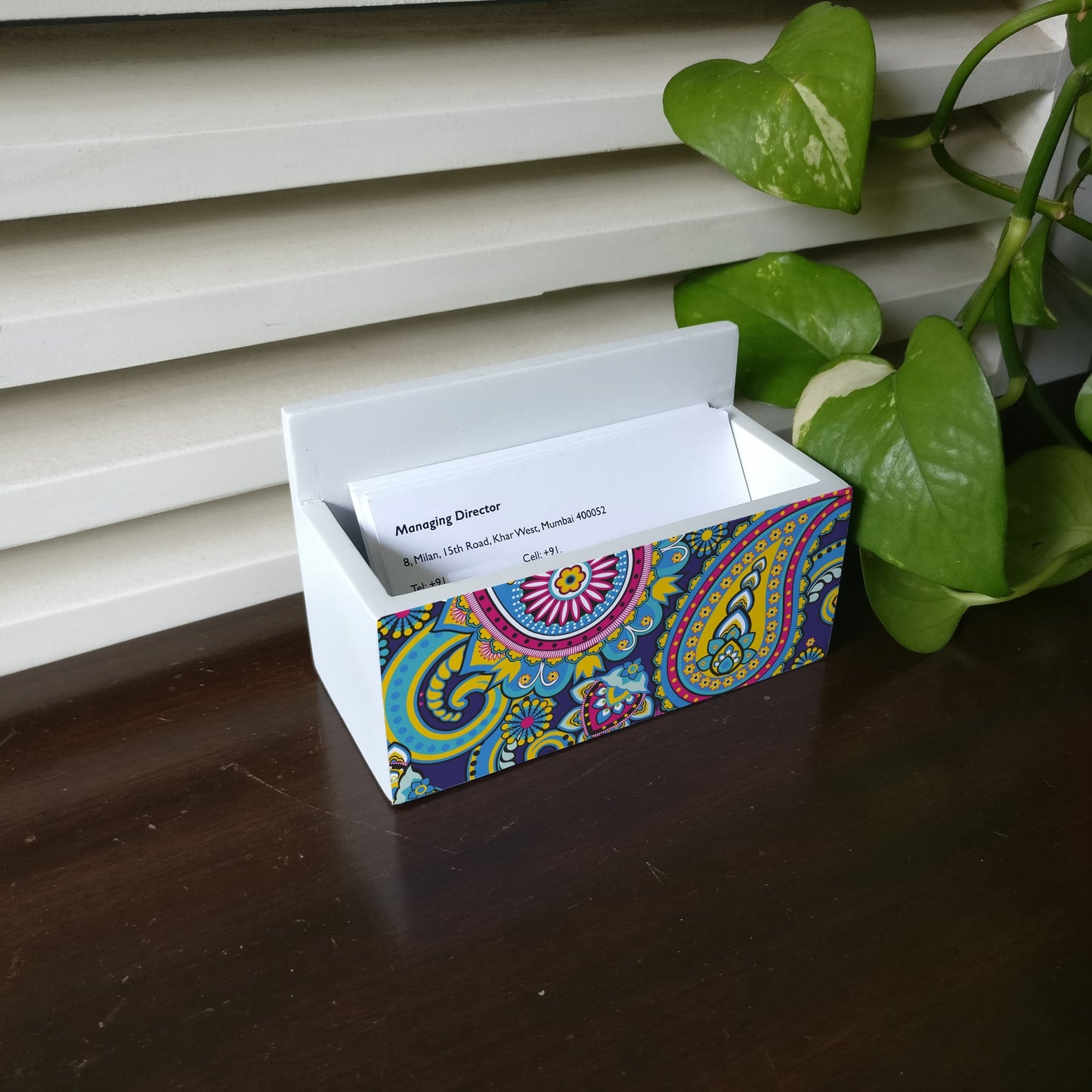 Blue Paisley V Card Stand